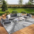 thumbnail image 4 of Outdoor Rug  for Patios   Reversible Outdoor Plastic Straw Camping Rug Carpet  Large Area Rugs Mats for RV  Camper  Deck  Balcony  Porch  Backyard  Beach  Picnic. Leaf, 4 of 7