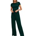 thumbnail image 4 of Birdeem Blouses pour Femmes 2 Pcs Mode Femme Col Rond Uni Manches Courtes Blouse + Pantalons Longs Taille Élastique Ensembles, 4 of 12