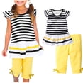 thumbnail image 2 of Birdeem Chemises pour Filles Mode Filles Décontracté Manches Courtes Hauts Col Rond Bouton Imprimé Ensembles de Shorts, 2 of 12