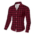 thumbnail image 4 of Timdgard Button down Shirts for Men Fall Plaid Lapel V Neck Long Sleeve Shirts Work Casual Tops, 4 of 8