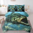 thumbnail image 1 of YST Big Pike Fish Comforter Set, Rustic Farmhouse, 7-Piece, Hunting and Fishing Theme, King, 1 of 4