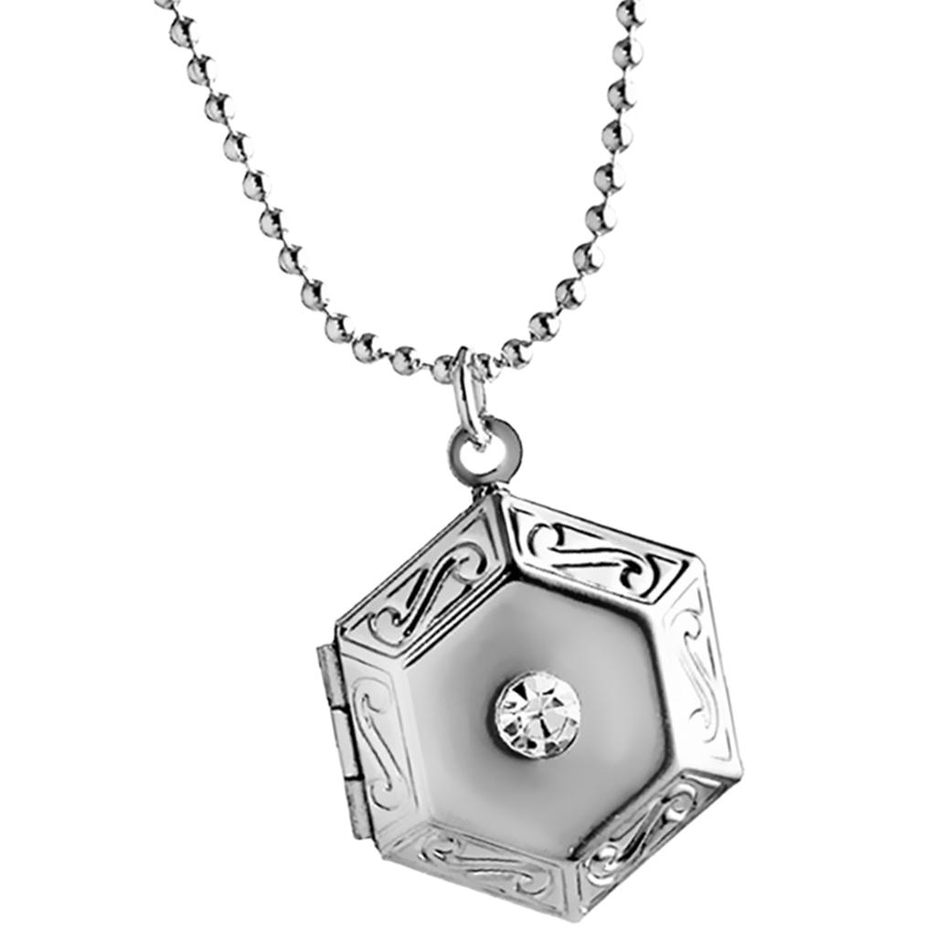 lionlar Hexagon Box Photo Frame Locket Charm Pendant Necklace Birthday Gifts