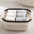 thumbnail image 4 of Meitianfacai Thickened Imitation Rattan Basket Plastic Toy Snack Storage Basket with Handle Storage Basket Dirty Clothes Basket Clothing Desktop Storage Box(Beige), 4 of 6