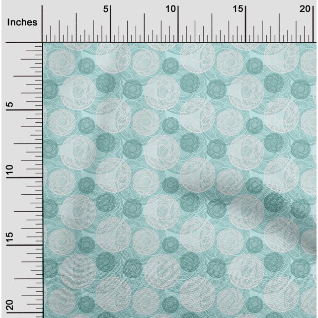 oneOone Viscose Chiffon Fabric Circle Block Printed Fabric 1 Yard 42 Inch Wide