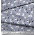 thumbnail image 3 of Soimoi Gray Modal Satin Fabric Mushroom,Oaknut & Rabbit Animal Print Sewing Fabric BTY 42 Inch Wide, 3 of 3