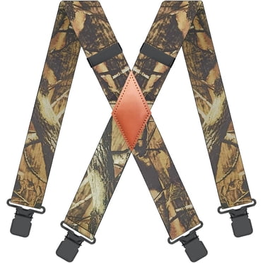 Qcwqmyl Bretelles pour Hommes Robustes, Bretelles Camouflage pour Hommes avec Pinces – Orthèses de 2 Pouces