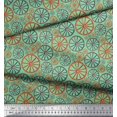 thumbnail image 3 of Soimoi Green polyester Crepe Fabric Wheel Ethnic Print Fabric by Yard 42 Inch Wide, 3 of 3