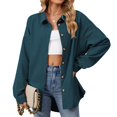 thumbnail image 1 of RXIRUCGD Mode Femme Couleur Unie Manches Longues Col à Revers, Vert, Taille : L, 1 of 8