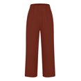 thumbnail image 4 of Dealovy Womens Cotton Linen Pants Plus Size Elastic High Waisted Solid Color Lightweight Summer Trousers, 4 of 6