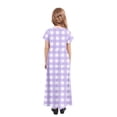 thumbnail image 4 of biudgviw Robe Décontractée pour Filles à Carreaux Manches Courtes Col Rond Robe Longue d'Été avec Poches 4-14 Ans, 4 of 7
