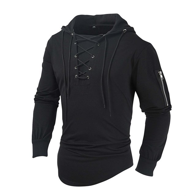 FAIWAD Men's Long Sleeve Drawstring Sweatshirts Drop Shoulder Zip Hooded Sweatshirts Trendy Spring Tops
