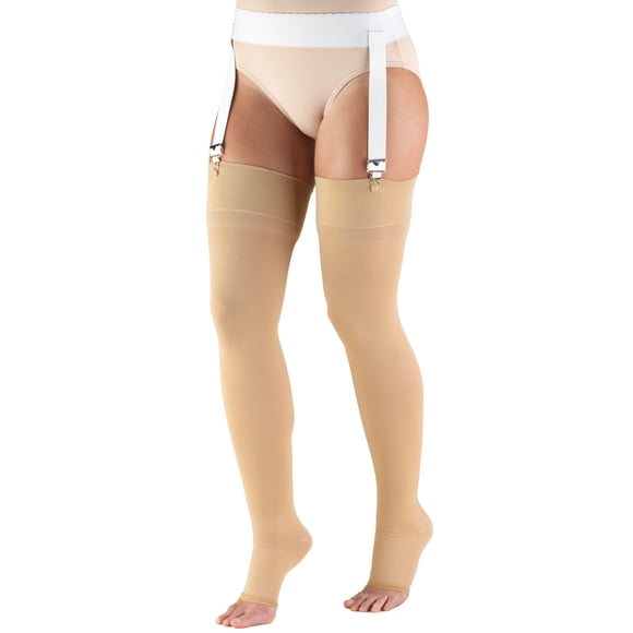 Truform Bas Cuisse, Bout Ouvert : 30 - 40 mmHg, Beige, Grand