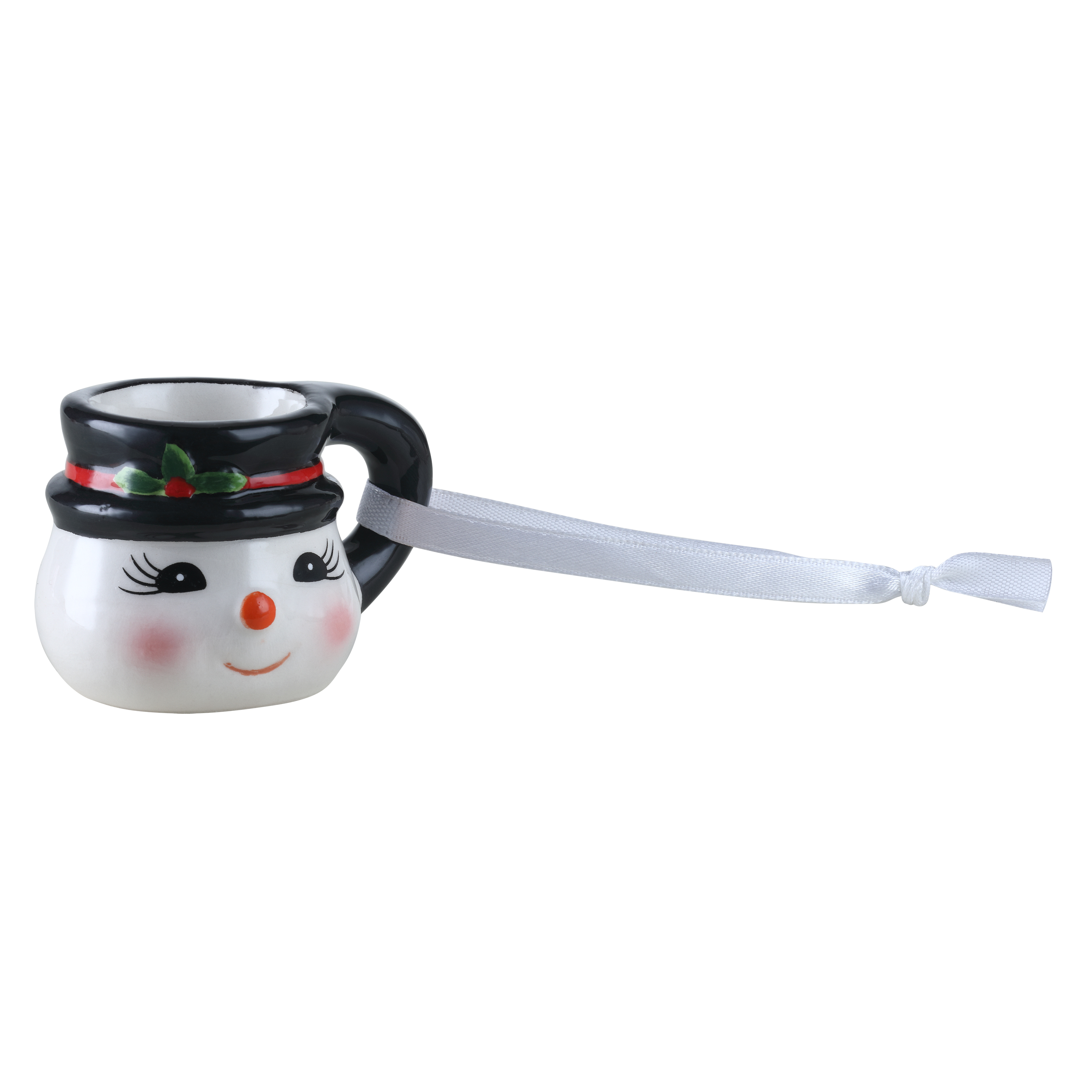 Mr. Christmas Décoration miniature en céramique en forme de bonhomme de neige, 1,5 po, pour tasse, blanc