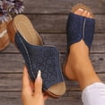 thumbnail image 1 of Gspmoly Sandales à Enfiler pour Femmes, Mode Décontractée d'Été Nouvelle Plage Bout Rond Couleur Unie Sandales Compensées Ajourées Pantoufles pour Femmes Bleu 36, 1 of 7
