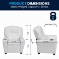 thumbnail image 3 of Contemporary White Vinyl Kids Recliner with Cup Holder, 3 of 9