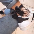 thumbnail image 3 of GDREDA Soccer Socks Women Ruffle Fishnet Ankle High Socks Mesh Lace Fish Net Short Socks Black,One Size, 3 of 9