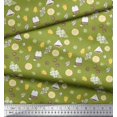 thumbnail image 3 of Soimoi Green Poly Georgette Fabric Tea Bag,Star Anise & Lemon Slice Vegetable Print Fabric by Yard 42 Inch Wide, 3 of 3