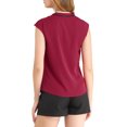 thumbnail image 3 of INSPIRE CHIC Women's Tie Neck Cap Sleeve Button Down Ruffle Summer Shirt, 3 of 6