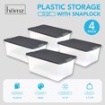 thumbnail image 4 of Homz Contenant de Rangement en Plastique Empilable de 15 Qt avec Couvercle à Loquet, Gris (Lot de 4), 4 of 9