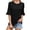 Black, variant on HXWCHs Organic Cotton T-shirt Women's Striped Round Neck Mid Sleeve Solid Color Casual Tee Shirt Comfortable Everyday Basic top XL Black