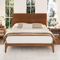 thumbnail image 2 of MODERNLUXE Queen Size Bamboo Platform Bed, Mid-Century Bed Frame with Tall Headboard and Wood Slat Support, No Box Spring Needed, Easy Assembly, Brown, 2 of 7