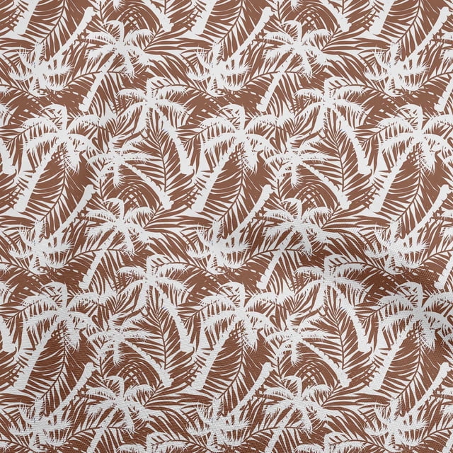 oneOone Rayon Brown Fabric Tropical Palm Tree Sewing Material Print Fabric By The Yard 56 Inch Wide