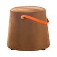 thumbnail image 2 of Abbracc Portable Round Ottoman Changing Shoes Stool Bench with Handle Space-Saving Solid Brown, 2 of 9
