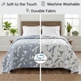 thumbnail image 2 of Mainstays Iris Leaf Stitched Quilt, Full/Queen, Light Blue, Reversible Lightweight Bedding, 2 of 4