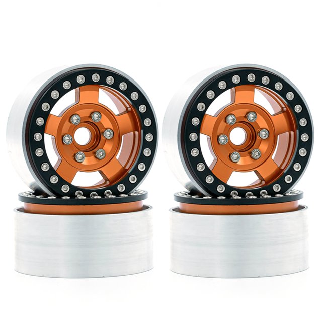 Moobody Aluminum Alloy Wheel Rim Beadlock Wheel Rims Hub 4pcs Replacement for 1/10 TRX4 Axial SCX10 90046 SCX10 III AXI03007 AXI03003 RC Car