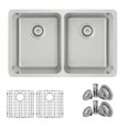 thumbnail image 2 of Stylish Dual-Mount 29" Double-Bowl Stainless Steel Kitchen Sink with Grids and Strainers S-414TG, 2 of 14