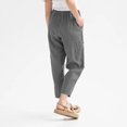 thumbnail image 4 of Woman Solid Color Cotton And Linen Loose Casual Wide Leg Nine-Quarter Pants, 4 of 7