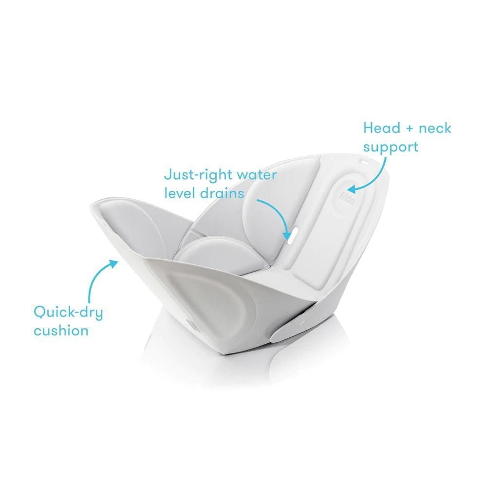 Frida Baby - Soft Sink Baby Bath - Easy To Clean Baby Bathtub + Bath Cushion That Supports Baby's Head - Quick Dry Material - Machine Washable