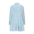 thumbnail image 5 of FcBaudy Robe à Manches Longues à Col Rabattu, Robes de Printemps pour Femmes, Robes pour Femmes Mode Robes pour Femmes Décontractées à Manches Longues à Rayures Imprimées Robe Chemise à Revers Jupes Rebondissantes pour Dames sur Tous les Côtés, 5 of 5