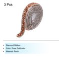 thumbnail image 3 of Unique Bargains 3 Pcs Resin Rhinestones Trim 3 Yards Self Adhesive Rose Gold Diamond Ribbons Rhinestone Strips Tape, 3 of 7