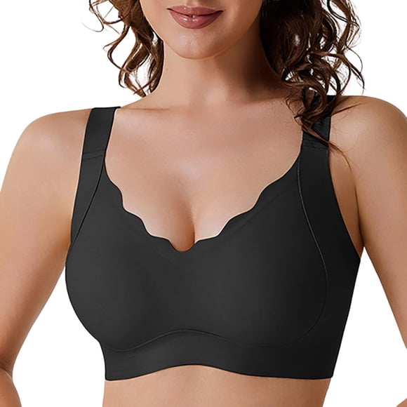 Seamless Wirefree Everyday Comfort Bra for T Shirt Tops with Lace Trim and Soft Support—Unlined Bralette for Home and Casual Wear