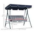 thumbnail image 3 of Outsunny 3-Seat Patio Swing Chair with Adjustable Canopy Blue and White, 3 of 10