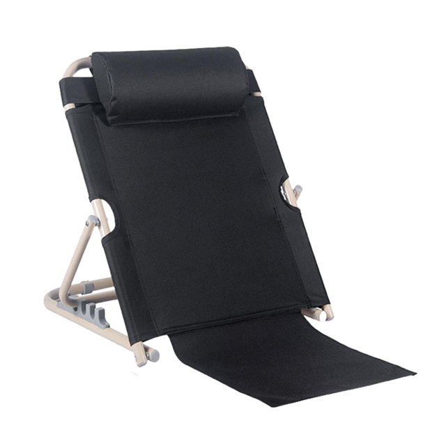 Luzkey Dossier de Lit Réglable, Dossier d'Allaitement pour Chaise de Lecture Pliante pour Adulte, en Noir. Fabriqué avec un Cadre en Acier Robuste et un Tissu oxford, Il Présente des angles Ajustables pour un Confort Personnalisé et un Tapis Antidérapant pour la Stabilité. Conception Compacte et Pliable Offrant un Rangement Facile. Idéal pour une Utilisation sur des Lits, des Planchers Ou des Contextes Extérieurs comme les Plages et le camping.