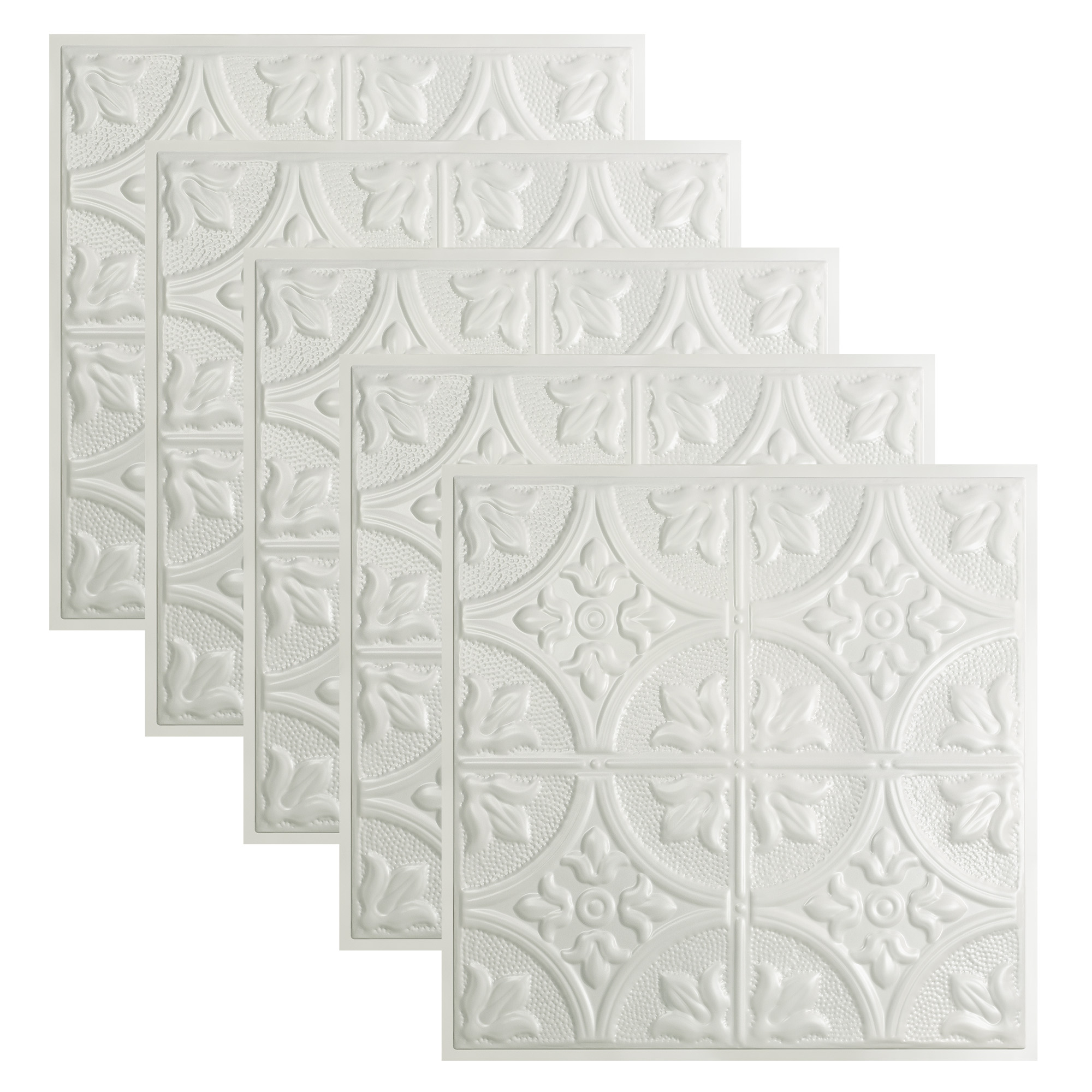 Great Lakes Tin Jamestown Gloss White 2ft x 2ft Lay In Ceiling Tiles (5 Pack)