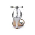 thumbnail image 2 of BLISSFUL STEP Women's Solid Color Open Toe Rhines Ankle Strap Stiletto Sandals Silver 7, 2 of 8