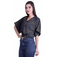 thumbnail image 3 of Moomaya Hauts à Manches Boxy Imprimés pour Femmes, Col en V, Taille Élastique, Kimono, 3 of 4