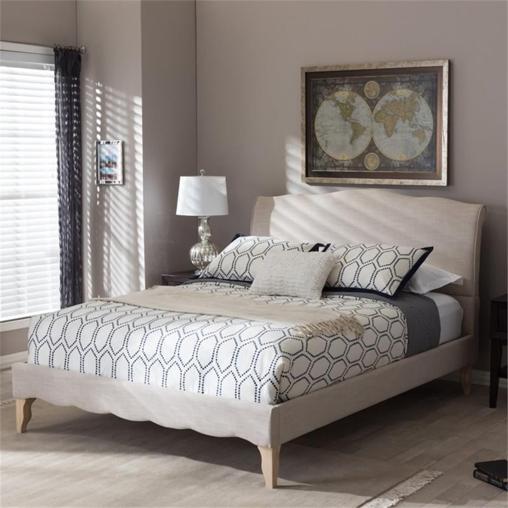 Fannie Queen Platform Bed in Beige