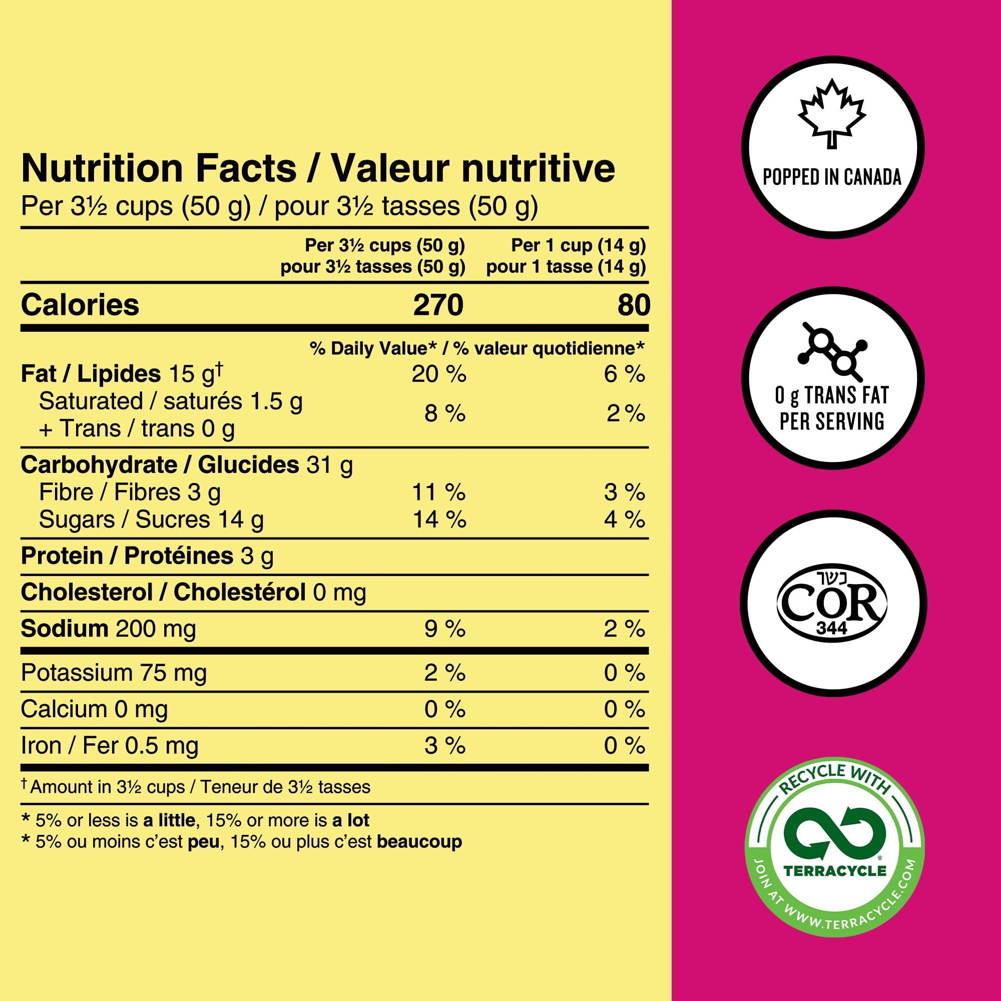 Angie’s BOOMCHICKAPOP® sans gluten sucré et salé végétalien maïs éclaté prêt à manger, 198g
