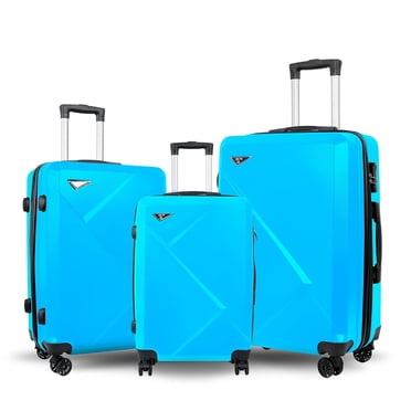 Toytexx 3-Piece ABS Hardshell Luggage Set with Spinner Wheels, 20"/24"/28" Expandable Suitcases, Built-In Lock-Light Blue