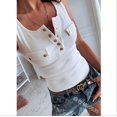 thumbnail image 1 of New Women's Sexy Solid Color Tanks Single Breasted Button Sleeveless Slim Top, 1 of 2