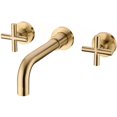 thumbnail image 1 of Bathroom Faucet, 2-Handle Wall Mounted Bathroom Sink Faucet and Rough in Valve Included, Brushed Gold - Brushed Gold, 1 of 1
