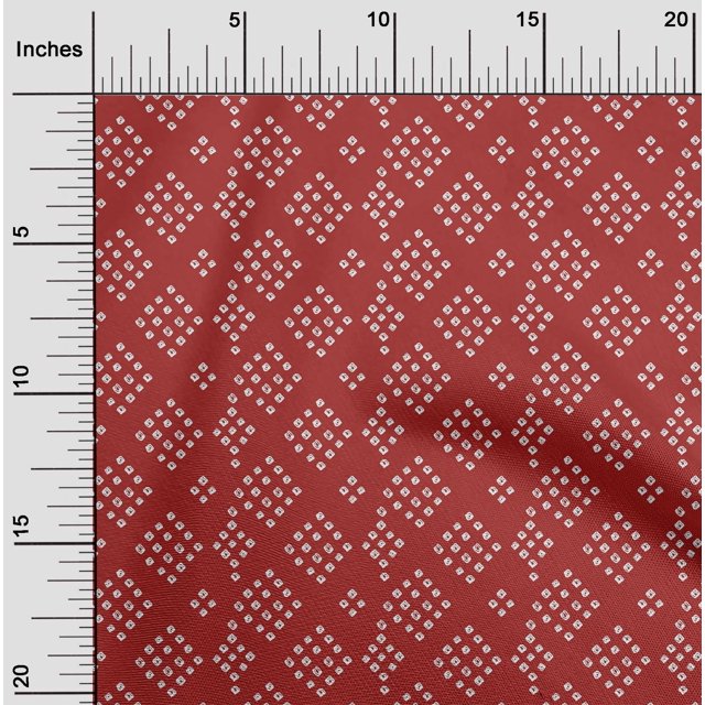 oneOone Tissu Polyester Lycra Rouge Géométrique Bandhani Matériel de Robe Tissu Imprimé Tissu au Mètre 56 Pouces de Large