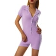 thumbnail image 4 of Xingqing Women's Summer Button-Down Romper, Purple, L, 4 of 9