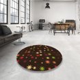 thumbnail image 4 of Ahgly Company Tapis d'Intérieur Ronds Transitionnels Noirs et Bruns Lavables à la Machine, 8 Pieds Rond, 4 of 7