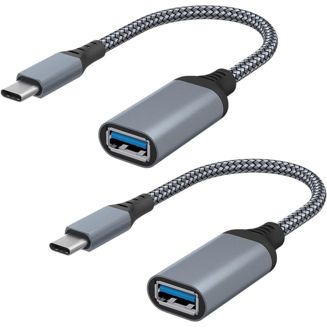 KOMI USB C to USB Adapter, 2 Pack USB C Male to USB 3.0 Female Adapter, Thunderbolt 3 to USB Female Adapter OTG Compatible with MacBook, iPad Pro, Galaxy, Type C Devices, Space Grey
