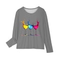 thumbnail image 4 of Huvoen Filles Coton Manches Longues Col Ras du Cou Chandail à Enfiler Manches Longues Blouses et Chemises à Col Rond Filles Chemises à Manches Longues à Imprimés Jolis Chandails Ras du Cou Hauts Blouses Habillées Décontractées Vêtements Gris 9 Ans, 4 of 5